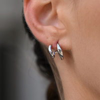 Culturesse Asta Sculptural Twin Line Earrings (Silver) images 0