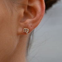 Culturesse Virgo Artisan Zirconia Pavé Stud Earrings (Gold) images 0