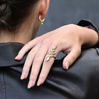 Culturesse Blythia Sculptural Serpent Open Ring (Gold) images 0