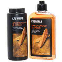 Crewman Sandalwood & Amber Gift Set Body Powder & Shower Gel images 1