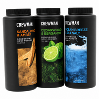 Crewman Body Powder 200g 3 Pack Sandalwood Amber Cedarwood Bergamot Ocean Breeze images 1
