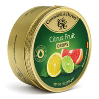 Cavendish & Harvey Citrus Fruit Drops 200g Tin Sweets C&H Candy Lollies images 1