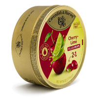 Cavendish & Harvey Double Fruit Cherry Drops Filled With Lime 175gm Tin Sweets images 1