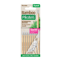 Piksters Bamboo Interdental Brushes Size 00 8 Pack Extra Fine Tooth Gaps images 1
