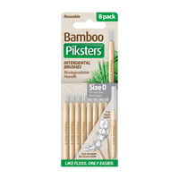 Piksters Bamboo Interdental Brushes Size 0 8 Pack Fine Tooth Gaps images 1