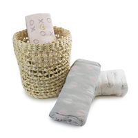 Bubba Blue Bamboo Pink Bloom Muslin Wrap 3pk Newborn Gift Baby Blanket images 1