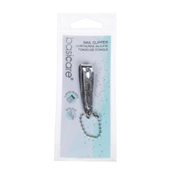 Basicare Stainless Steel Nail Clipper with Contoured Blades File and Keychain images 1