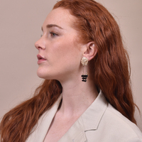 Culturesse Elyn Black and Gold Earrings  (for non-pierced ears) images 1