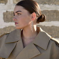 Culturesse Stellar Drape Diamante Tassel Earrings (Silver)  images 1