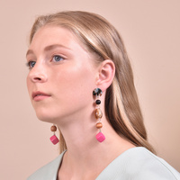 Culturesse Allyriane Fuchsia Drops Statement Earrings (for pierced ears) images 1