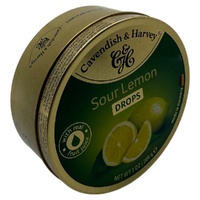 Cavendish & Harvey Sour Lemon Drops 200g Tin Sweets Boiled Candy Fruit Lollies images 1