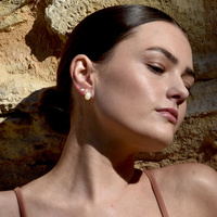 Culturesse Lue Dainty Opal Stud Earrings (Gold) images 1