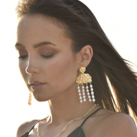 Culturesse Jacinthe 24K Sculpture Pearl Drop Earrings (Imperfect No.2) images 1