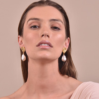 Culturesse Aurelia 24K Baroque Pearl Drop Earrings (Imperfect No.1) images 1