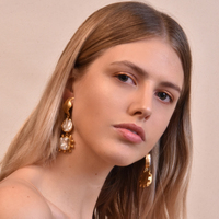 Culturesse Lilou Artisan 24K Pearl Drop Earrings (Imperfect No. 4) images 1