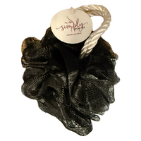 Simply For Me Medium Black Bath Shower Mesh Sponge Ball Scrubber images 1