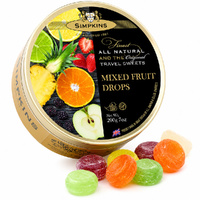 Simpkins Mixed Fruit Drops 200g Tin Sweets Candy Lollies images 1