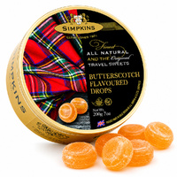 Simpkins Butterscotch Flavoured Drops 200g Tin Sweets Candy Lollies images 1