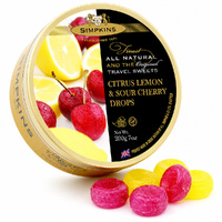 Simpkins Lemon and Sour Cherry Drops 200g Tin Sweets Candy Lollies images 1