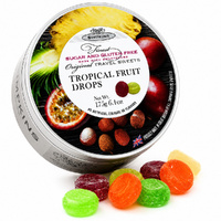 Simpkins Sugar Free Tropical Fruit Drops 175g Tin Sweets Candy Lollies images 1