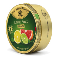 Cavendish & Harvey Citrus Fruit Drops 200g Tin Sweets C&H Candy Lollies images 2