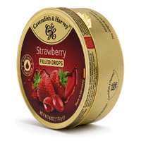 Cavendish & Harvey Strawberry Drops 175g Tin Sweets C&H Candy Lollies images 2