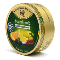 Cavendish & Harvey Sugar Free Mixed Fruit Drops 175g Tin Sweets Candy Lollies images 2