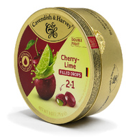 Cavendish & Harvey Double Fruit Cherry Drops Filled With Lime 175gm Tin Sweets images 2