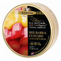 Simpkins Rhubarb and Custard Drops 175g Tin Sweets Candy Lollies images 2