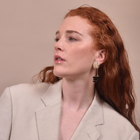 Culturesse Elyn Black and Gold Earrings  (for non-pierced ears) images 2