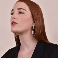 Culturesse Kloe 24K Cats Eye Stone Earrings (my ears are not pierced) images 2