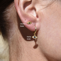 Culturesse Katia Dainty Evil Eye Drop Earrings (Gold) images 2