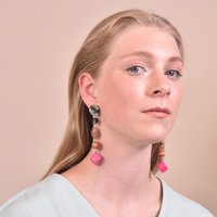Culturesse Allyriane Fuchsia Drops Statement Earrings (for pierced ears) images 2