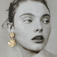Culturesse Lillie Golden Clam Drop Earrings (my ears are not pierced) images 2