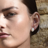 Culturesse Lue Dainty Opal Stud Earrings (Silver) images 2