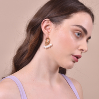 Culturesse Liesl Freshwater Pearl Hoop Earrings images 2