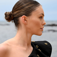 Culturesse Sagittarius Artisan Zirconia Pavé Stud Earrings (Gold) images 2