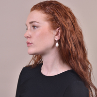 Culturesse Alyx Silver Hoop Baroque Pearl Earrings images 2