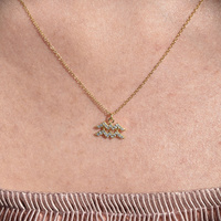 Culturesse Aquarius Diamante Pendant Necklace (Gold) images 2