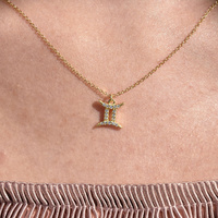 Culturesse Gemini Diamante Pendant Necklace (Gold) images 2