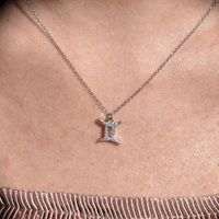 Culturesse Gemini Diamante Pendant Necklace (Silver) images 2