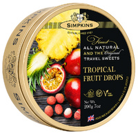 Simpkins Tropical Fruit Drops 200g Tin Sweets Candy Lollies images 2