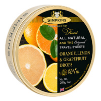 Simpkins Orange Lemon and Grapefruit Drops 200g Tin Sweets Candy Lollies images 2
