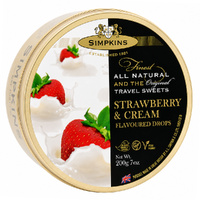 Simpkins Strawberries and Cream Drops 200g Tin Sweets Candy Lollies images 2