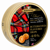 Simpkins Butterscotch Flavoured Drops 200g Tin Sweets Candy Lollies images 2