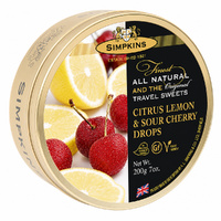 Simpkins Lemon and Sour Cherry Drops 200g Tin Sweets Candy Lollies images 2