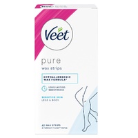 Veet PURE Cold Wax Strips Legs & Body Sensitive Skin 40 Pack images 3