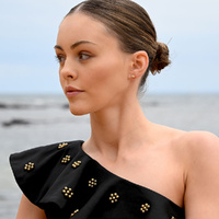 Culturesse Aquarius Artisan Zirconia Pavé Stud Earrings (Gold) images 3