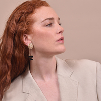 Culturesse Elyn Black and Gold Earrings  (for non-pierced ears) images 3