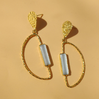 Culturesse Kloe 24K Cats Eye Stone Earrings (my ears are not pierced) images 3
